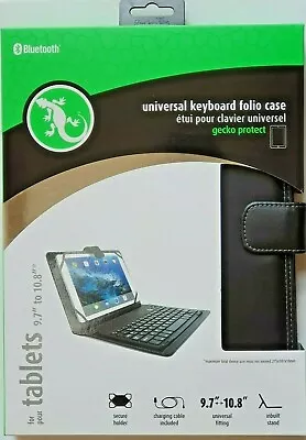 Gecko Universal Bluetooth Keyboard Folio Case For 9.7  To 10.8  Tablets - Black • $12.84