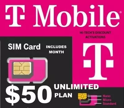 T-Mobile SIM Card Active ✅ INCLUDES $50 Plan Unlimited 5G Magenta Max 30 Days • $50