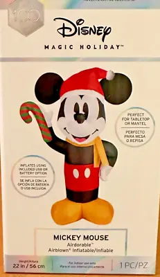 New 22 Inch Tall Disney Mickey Mouse Christmas Tabletop Mantel Inflatable Gemmy • $19.99