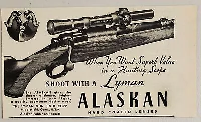 1948 Print Ad Lyman Alaskan Rifle Scopes For Hunting MiddlefieldConnecticut • $10.38