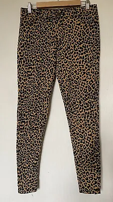 Denim By TU Leopard Print Jeans 10R Tan Black Animal High Rise Skinny Stretch • £9.99