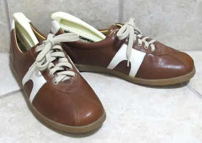 Camper Pelotas Brown W Cream Accents Lace-Up Sneakers~ Women's Size 38 /7.5~EUC • £50.19