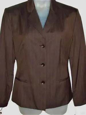 $19.99 • Buy NWT $164 AMANDA SMITH Career Brown Pin Striped LINED Blazer Suit Jacket 18 1X?