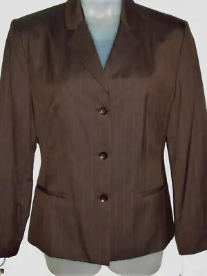 NWT $164 AMANDA SMITH Career Brown Pin Striped LINED Blazer Suit Jacket 18 1X? • $16.99