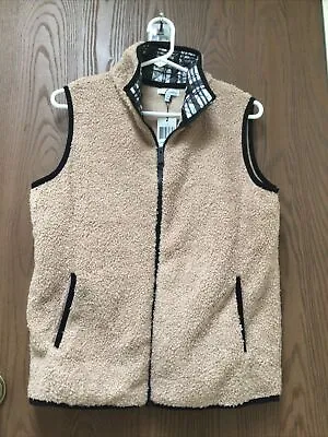 NWT Vera Bradley Beige Vest Teddy Material Collar Zip Pockets Sz S/M $50 • $27