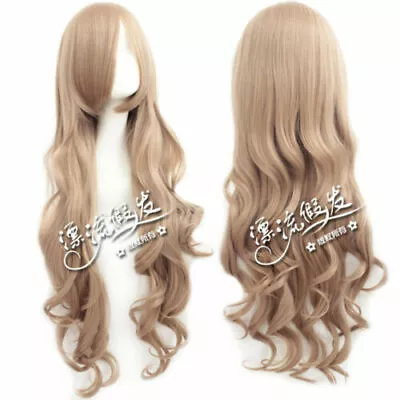 100cm Long Wave Linen Color Bangs Cosplay Anime Party Wig Heat Resistant • $28.49