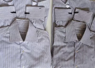 Lot Of 2 Men Domenico Vacca Cucita A Mano French Cuff Striped Dress Shirts 15.5 • $89.99