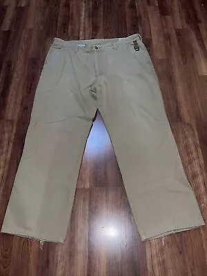 Orvis Pants Mens 40 Khaki Zambezi Twill Leather Trim Heavy Canvas Field Pants • $15