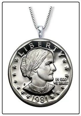 SUSAN B ANTHONY Dollar Necklace - Commemorative Silver Us Vintage Coin Pendant • $12.99