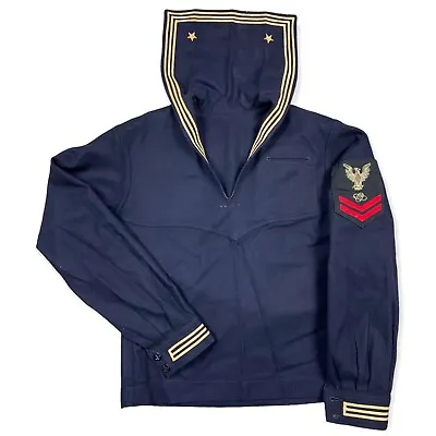 Vintage US Navy Cracker Jack Uniform Wool Shirt Top Arm Patch Sailor Dsa 100-67 • $29.99