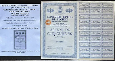 1926 French Bond Hotels Majestic Royal BagnÈres-de-luchon Paris France Signed Vf • $5.50