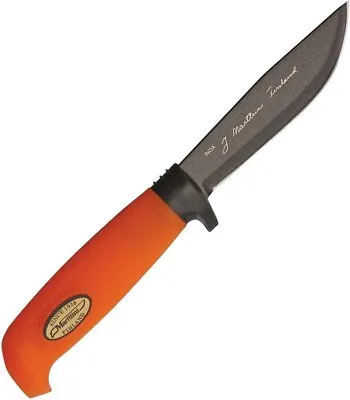 Marttiini Skinner Fixed Knife 4  Titanium Steel Blade Orange Rubber Handle 24T • $33.59