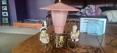 Vintage PINK Mid Century TV Lamp Atomic Asian Style  Fiberglass Shade WORKS!!! • $225