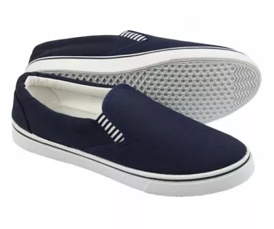 Yachtmaster Slip-on Canvas Yachting Sailing Deck Shoes Non Slip Rubber Soles • £19.95