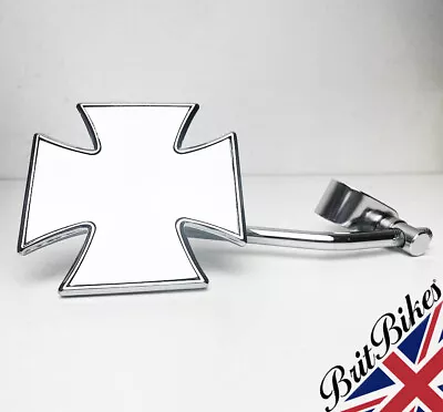 Maltese Cross Mirror Universal 7/8  & 1” Scooter Motorbike Clamp On • $34.11