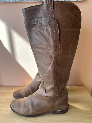 FRYE Paige Tall Riding Boots Brown Leather Women's Size 8.5B / Knee High • $48