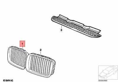 Genuine BMW E36 Cabrio Front Radiator Kidney Grille Right OEM 51138206610 • $121.07