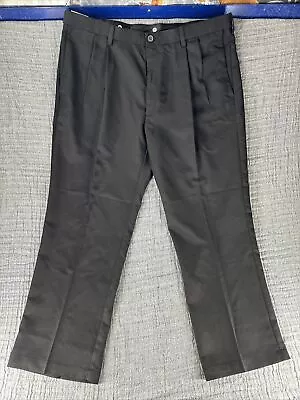Haggar Mens Cool 18 Hidden Expandable Waist Pleat Front Pant- Black 40W X 29L • $34.95