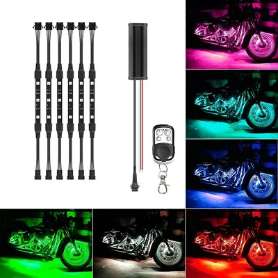 6PCS RGB Motorcycle LED Light Strips Accent Glow Neon Strip Kit Remote Control • $23.51