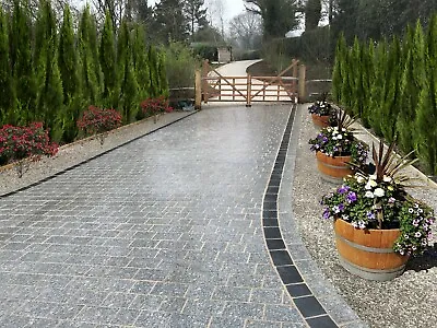 Natural Silver Granite 50mm Driveway Setts Paving Edging Block Paving ✅ Cobbles • £280