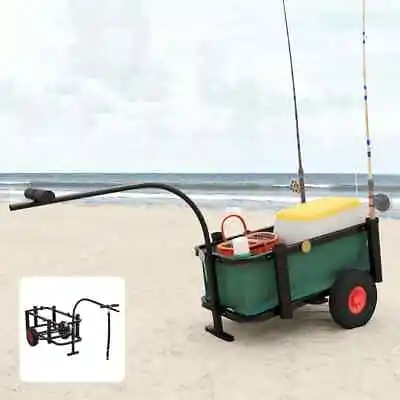 Fishing Trolley Outdoor Beach Wagon Hand Cart Bike Trailer Black Steel VidaXL • £61.99