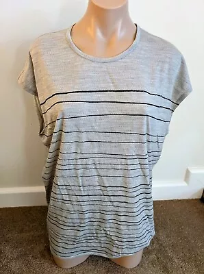 Icebreaker Womens Merino Size S Tshirt Light Grey With Black Stripe Design  • $26