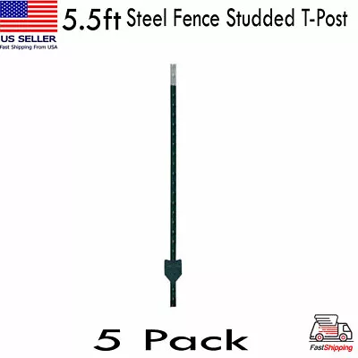 5.5-ft Heavy Duty Metal Fence T-Post Garden Yard Fencing Pack Of 5 • $89.90