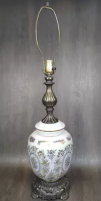 1972 Iridescent Glass Table Lamp Gold Design EF Industries 33  Hollywood Regency • $139.99