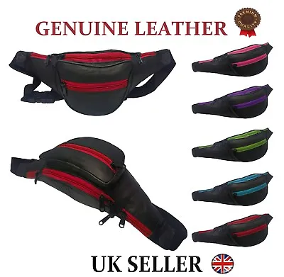 £6.95 • Buy Genuine Real Leather Bum Bag Money Waist Belt Fanny Pack Holiday Festival Wallet