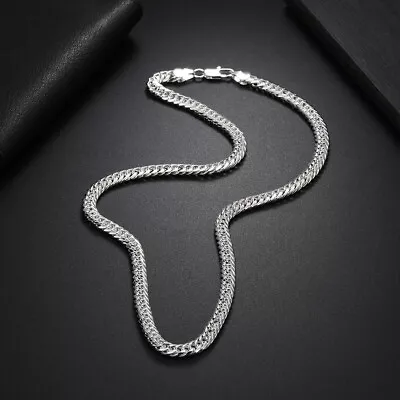 Men's 10mm 925 Sterling Solid Silver Sideways Chain Necklace Jewelry Gift • $8.99