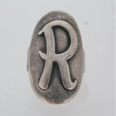 Sterling Silver Signet Initial Monogram R Ring Size 5 • $99.99