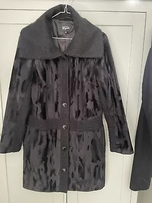 Per Una Speziale Black Velvet & Faux Fur Over Coat Uk 14 Immaculate Condition  • £18.50