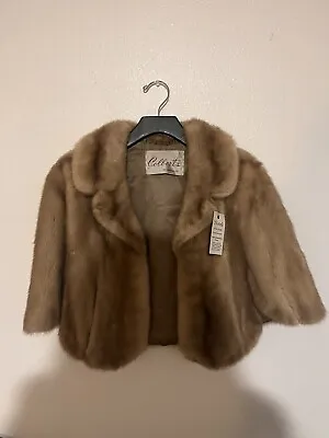 Vintage Womens Genuine Mink Fur Stole Shawl - Honey Blonde Cape Wrap Shrug Coat • $200