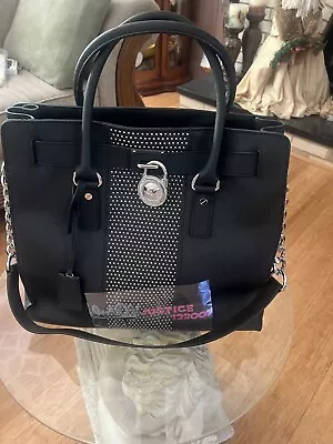 MICHAEL Michael Kors Black Saffiano Leather Large Studded Hamilton N/S Tote Bag • $140