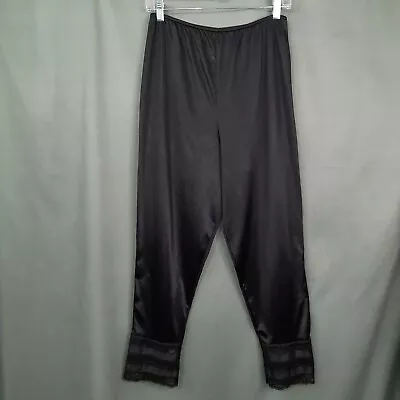 Velrose Petti Pants Size Large Black Long Slip Pants Liner Tiered Lace Trim • $24.99