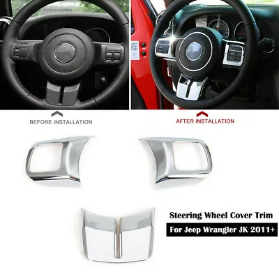 $17.39 • Buy Chrome Steering Wheel Trim Cover For Jeep Wrangler JK Compass Patriot 2011-2016