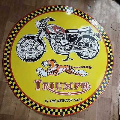 Triumph Porcelain Enamel Sign 30 Inches Round • $100
