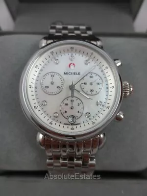 NEW Michele Silver Stainless Steel Diamond CSX 36 MOP Watch MWW03C000516 NWT • $745.99