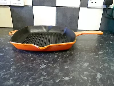 Le Creuset Cast Iron Griddle Pan / Skillet - Orange Finish - Size 26 • £5