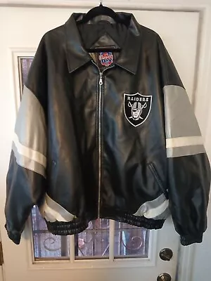 Game Day NFL Faux Leather Oakland Raiders (Pre-Vegas) Jacket-Lined-Size XXL-VGUC • $99.99