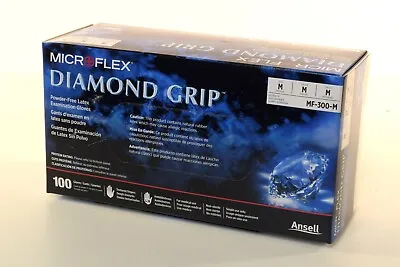 Microflex MF-300-M Medium Diamond Grip Latex Gloves 100 Count New Free Shipping • $22.95