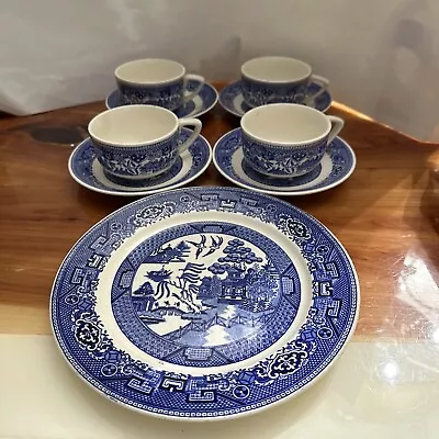 Individual Blue Willow Coffee Tea Cup & Saucer Sets USA Transfer Ware Laughlin • $32