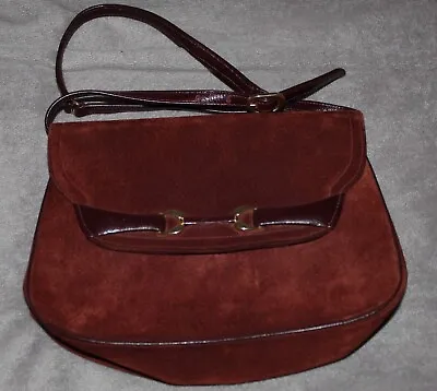 Vintage Morris Moskowitz Genuine Brown Suede Leather Handbag Purse Shoulder Bag • $17.95