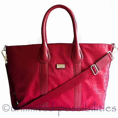 NEW OROTON Stencil Tote Shoulder Hand Bag Red Leather Red Jacq Tag Dustbag • $349.95