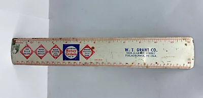 ADVERTISING 12 INCH METAL RULER W. T. Grant Co. Philadelphia Penna Acceptable • $8.38