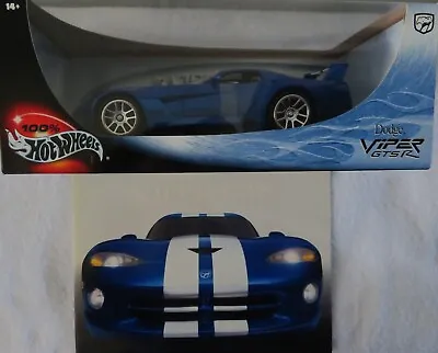 Dodge Viper GTS R Metallic Blue White  Hot Wheels 1:18 With Viper GTS Brochure • $130.06