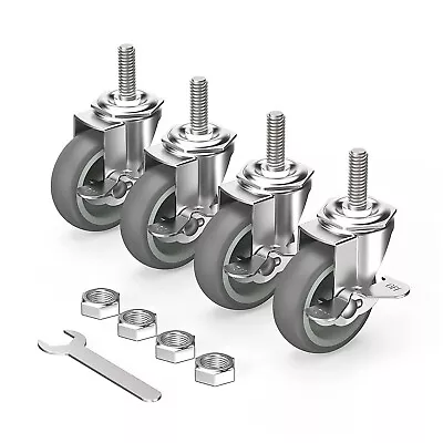 3 Inch Caster Wheels Threaded Stem Casters Set Of 4 Heavy Duty Swivel Wheel • $24.99