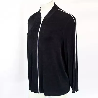 Vikki Vi Plus Travelers Black Stretchy Zippered Blouse Top Jacket Black Size 3X • $49.99