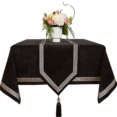 $128.39 • Buy Tablecloths Lace Splicing Dining Tablecloths Solid Black Pure Color Table Covers