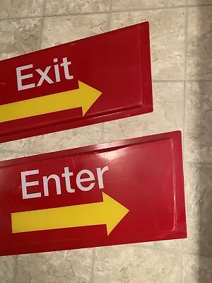 Pair Of Vintage McDonalds Drive Thru Enter Exit Signs Pair Measures 35.5” X14.5  • $179.99